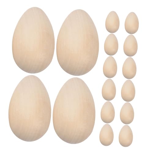 DIYEAH 30 Stück eierimitationen aus holz unbemalt gesprenkelt unvollendet Malerei groß easter egg decoration holzdeko ostern Holzeier zum bemalen Ei-Ornamente aus Holz Osterei- Beige von DIYEAH