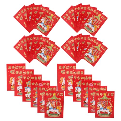 DIYEAH 300 Stück Rote Umschläge Jahr Des Pferdes Chinesische Glückstaschen Hongbao Umschläge für Neujahr Frühlingsfest Hochzeit Abschlussfeier Großpackung von DIYEAH