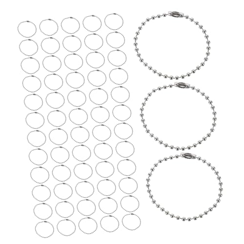 DIYEAH 300 Stück Runde Perlenkettenanhänger Schlüsselanhänger machen DIY -Schmuckkette Ketten zum Basteln Tag-Kette Kugelkette aus Metall hängende Etikettenketten Tags-Kette Eisen Silber von DIYEAH