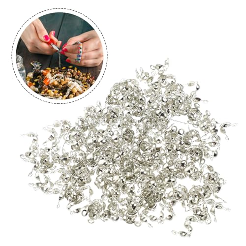 DIYEAH 300 Stück Teiliges Schmuck Crimp Perlen aus Hochwertiger Legierung Praktische Knotenabdeckungen und Endkappen für Armbänder Vielseitige Schmuckverbinder in Silber für DIY von DIYEAH