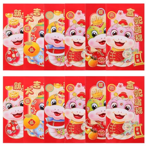 DIYEAH 30Stücke Rote Umschläge für Chinesisches Neujahr Cartoon Schlangenmotiv Umschläge für Hochzeiten und Feiern Praktische Bargeldumschläge Traditionelle von DIYEAH