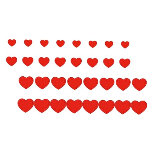 DIYEAH 32 Stück Teiliges Herz Aufnäher zum Aufbügeln Bestickte Valentinstags Patches in Rot Vielseitige DIY Applikationen für Jacken Jeans Rucksäcke und Hüte Einfache und Schnelle von DIYEAH