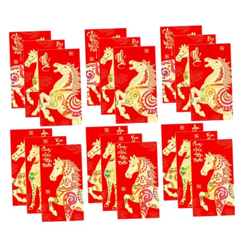 DIYEAH 36 Stück Chinesische Neujahrsumschläge Rote Umschläge Pferdejahr Hong Bao Geldgeschenke Umschläge Traditionelles Design Großes Fassungsvermögen Für Frühlingsfest Hochzeit von DIYEAH