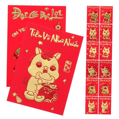 DIYEAH 360 Stück Rote Umschläge zum Jahr Des Pferdes Kreatives Design Hong Bao Vietnamesische Neujahrsumschläge für Frühlingsfest Familienfeiern Firmenveranstaltungen von DIYEAH