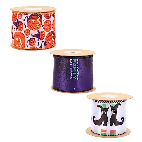 DIYEAH 3Rollen Halloween Deko Bänder mit Drahtrand Yards Rolle für DIY Kränze und Hochwertiges Band im Halloween Stil Kürbis Stiefel DIYEAH 3Rollen Halloween Deko Bänder mit Drahtrand Yards Rolle für DIY Kränze und Hochwertiges Band im Halloween Stil Kürbis Stiefel von DIYEAH