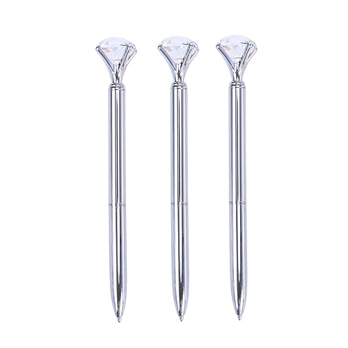 DIYEAH 3Stücke Teiliges Diamant Kugelschreiber mit Metallgehäuse Eleganter Schreibstift für Bürobedarf und für Schulabschlüsse und Besondere Anlässe Silber von DIYEAH