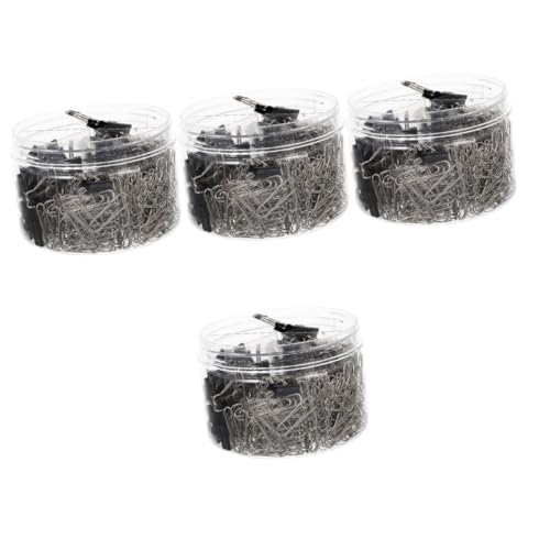 DIYEAH 4 Boxen Metall Büroklammern und Binder Clips in Silber Multifunktionale Rostfreie Papierklemmen für Büro und Schreibtisch Verschiedene für Effizientes Organisieren pro Box von DIYEAH