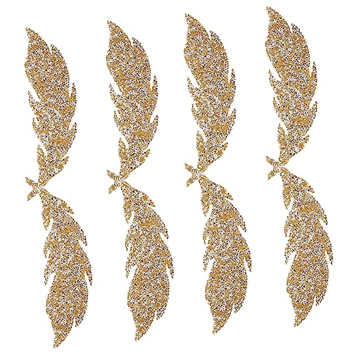 DIYEAH 4 Paare Glitzernde Bügelflicken mit Blattmuster Dekorative Patches für Kleidung Taschen und Hüte Selbstklebende Applikationen für Diy Projekte und Reparaturen von DIYEAH