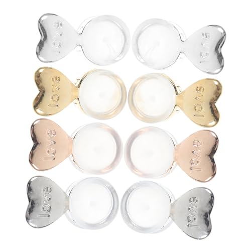 DIYEAH 4 Paare Herzförmige Silikon Ohrstecker Verschlüsse Wiederverwendbar Sicherer Halt Für Schwere Ohrringe Und Empfindliche Haut In Gold Silber Roségold Stahlfarben von DIYEAH