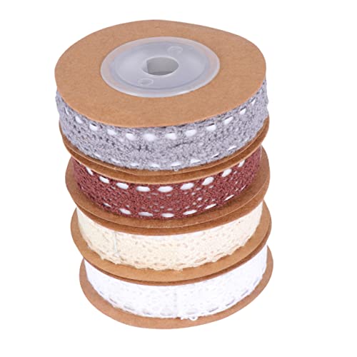 DIYEAH 4 Rolle 2 Spitzenbänder aus Baumwolle dekorativ handgefertigte Bänder sortiert Spitzenband Wickelband geschenkband seidenband graceling Schleifenband Verpackungsband für Party von DIYEAH