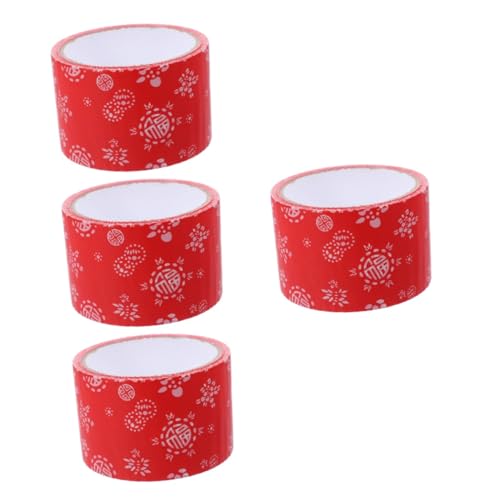 DIYEAH 4 Rollen DIY Packbänder Verpackung Band umwickeln farbiges Band Handwerksbedarf hochzeitsdeko Handkonto-Bänder Vintage-Packbänder Haftklebstoff auf Wasserbasis rot von DIYEAH