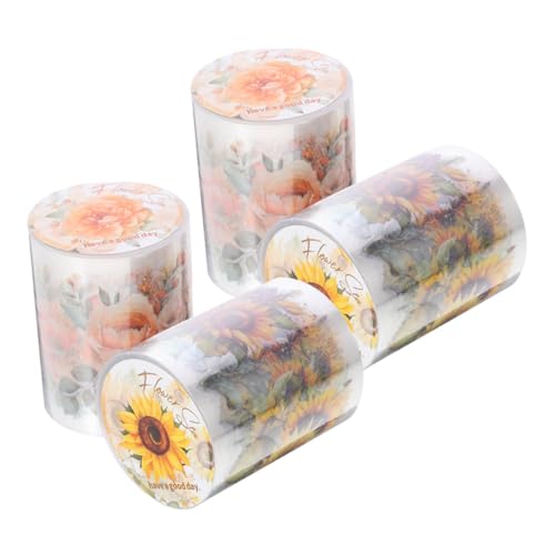 DIYEAH 4 Rollen Handband pflanzen Junk-Journal-Zubehör Journaling Scrapbooking Tape Klebstoff dekorativer Aufkleber für Sammelalbum Scrapbooking-Materialien das Haustier von DIYEAH