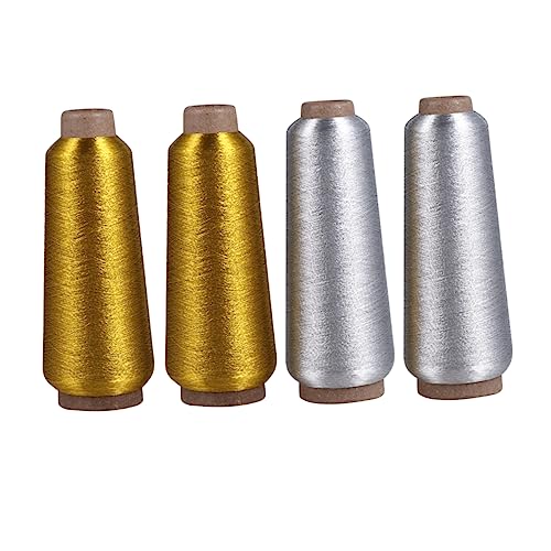 DIYEAH 4 Rollen Kreuzstichgarn Stickrahmenständer Maschinen Häkeln Nähmaschine Stickmaschinennadeln Sticksets Nähgarn Metallic Stickgarn Fäden Silber von DIYEAH