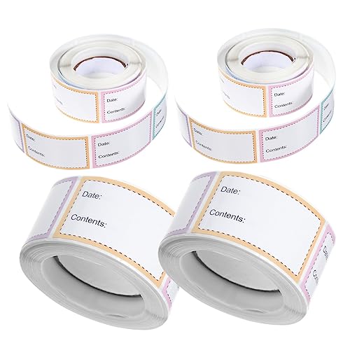 DIYEAH 4 Rollen Lebensmittellabels Selbstklebende Etiketten für Lebensmittelbehälter Abziehbar und Haftend für Gefrierprodukte Vorratsdosen und Marmeladengläser von DIYEAH