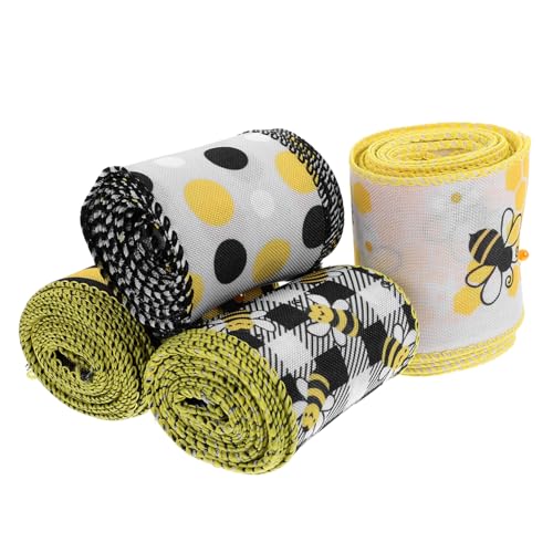 DIYEAH 4 Rollen Polyester Geschenkband mit Buntem Bienen und Blumenmuster Dekorative Bastelbänder für Geschenkverpackung DIY Basteln Blumenarrangements und Partydekoration Langlebig und DIYEAH 4 Rollen Polyester Geschenkband mit Buntem Bienen und Blumenmuster Dekorative Bastelbänder für Geschenkverpackung DIY Basteln Blumenarrangements und Partydekoration Langlebig und von DIYEAH