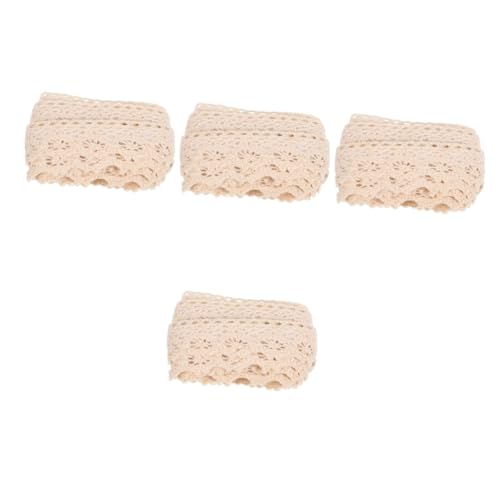 DIYEAH 4 Rollen Stoff Spitzenband Scrapbooking Spitzenband Tuch Deko Spitzenband Elegantes Klebeband Basteln UV Streifen Masking Tape Stoffband Basteln Stickerei Farbige Baumwolle Beige von DIYEAH