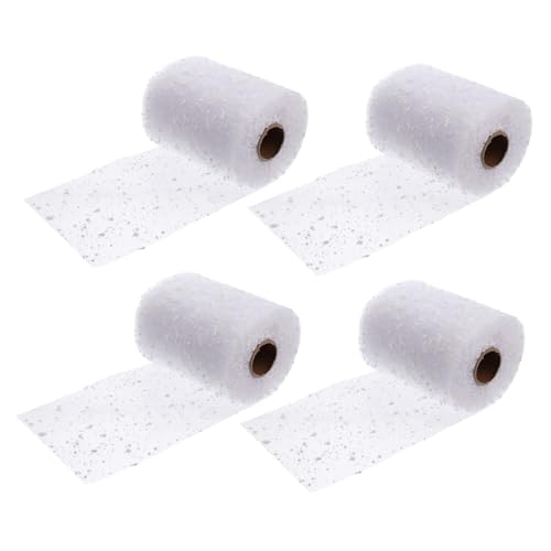DIYEAH 4 Rollen Weißes Mesh Band für Blumenverpackungen Dekoratives Material für Weihnachten Bastelprojekte und von DIYEAH