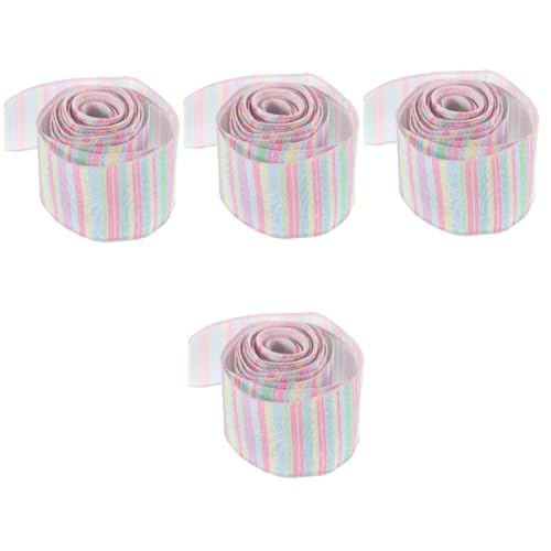 DIYEAH 4 Rollen verpackung Band Sackleinen Festivalband Bandbogen weißes Band Strasssteine Geschenkband für den täglichen Gebrauch Schneidbares Bastelband Pastellband Polyester von DIYEAH