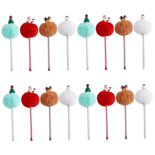 DIYEAH 4 Sätze Cartoon Weihnachtspelzball Kugelschreiber Neuheit Weihnachtsstifte Weihnachtsbriefpapier Weihnachtsneuheitsbriefpapier Weihnachtsplüschstifte 4 Stück * 4 von DIYEAH