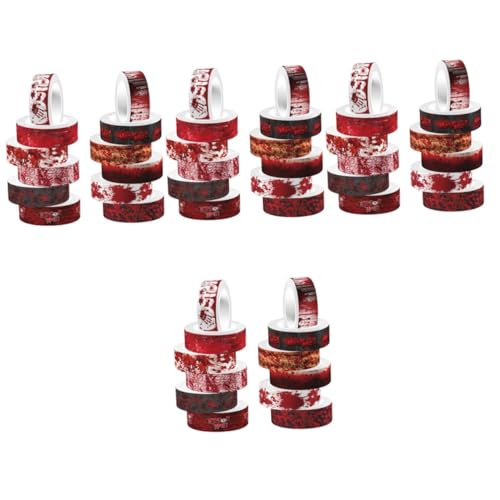 DIYEAH 4 Sätze Halloween-handwerk Halloween-aufkleber Warnung Ruhe in Frieden Journaling Tape Gruseliges Band Washi-tape-halloween Blutiges Band Papier 12 Rollen * 4 von DIYEAH