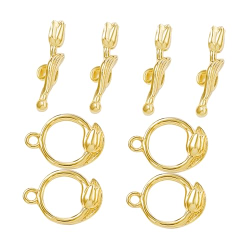 DIYEAH 4 Sätze Knebelverschluss aus Metall schmuckherstellung schmuck machen Armband DIY Zubehör DIY-Schmuckzubehör Armband Knebelverschluss Knebelverschlüsse selber machen Kupfer Golden von DIYEAH