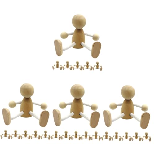 DIYEAH 4 Sätze Teiliges Holzpuppen Bewegliche Beine Arme Blanko Holzfiguren Für DIY Tischdekoration Und Kinderspielzeug Bastelset Für Familie Und 6 Stück * 4 von DIYEAH