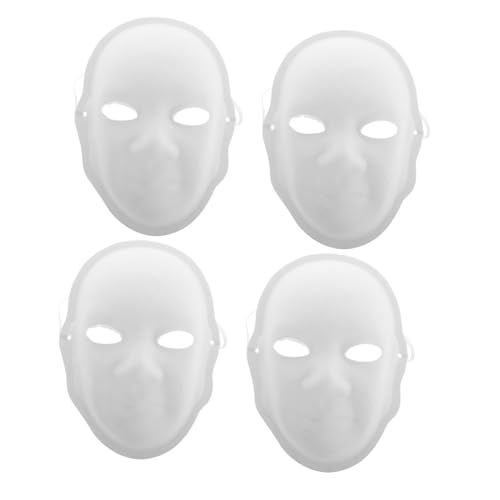 DIYEAH 4 Stück Diy Leere Papiermasken Weiß Vollgesichts Masken zum Bemalen für Karneval Maskerade Cosplay und Kreative Bastelprojekte von DIYEAH