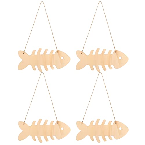 DIYEAH Streudeko Fische Fische 4 Stück Fischgräten Anhänger Aus Holz Falle Meeresspielzeug Fischernetze Palette Krabbennetz Regal Basteln Muschel Aquarium Ornamente Surfbretter Aquarium von DIYEAH