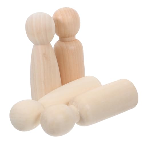 DIYEAH 4 Stück Holzpuppen Bastelarbeiten Holz Steckfiguren Miniatur Steckpuppen Holzfiguren Holzpuppe Ornament Figuren Für Holz Steckpuppen Holzpuppen Beige von DIYEAH