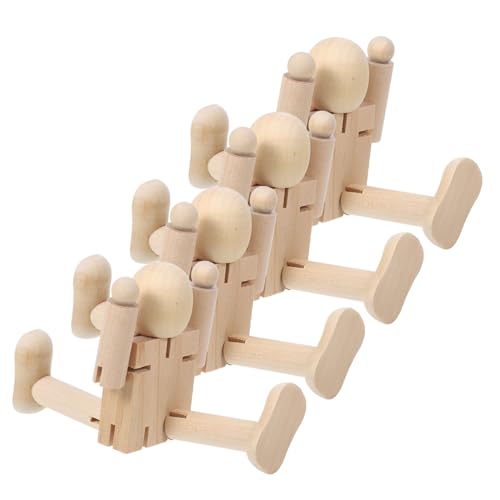DIYEAH 4 Stück Holzroboter Holzmenschen formen Figuren Baue deinen eigenen Roboter Bemalbare Roboterkörperfiguren Figur mit Holzpflockkörpern menschenfigur aus holz Holzpuppe Beige von DIYEAH
