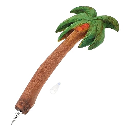 DIYEAH 4 Stück Kokosholzstift the office büroradio the present weihnachten wichtelgeschenk + Tiki Baum Lichter Holzkugelschreiber für die Schule Kugelschreiber aus Kokospalmenholz Green von DIYEAH