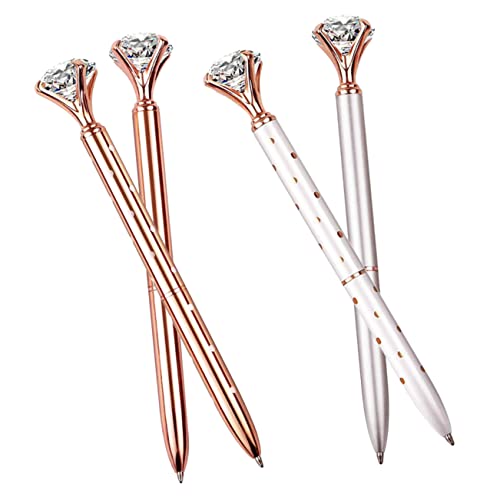 DIYEAH 4 Stück Kreative Set Diamant Kugelschreiber Elegante Schreibgeräte Diamantform für Büro Schule und Metall und Komfortabel und von DIYEAH
