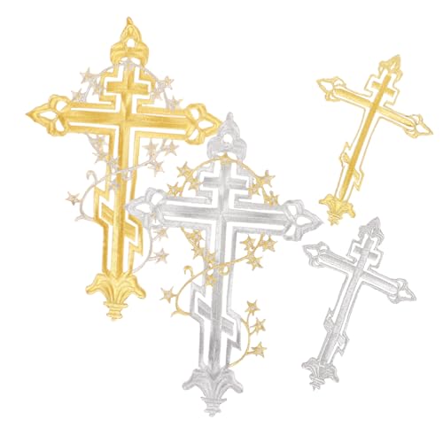 DIYEAH 4 Stück Kreuzmuster Kleidung Aufnäher Bügelpatches für DIY Dekoration und Reparatur von Kleidung Taschen und Mehr Multifunktionale Stoffapplikationen von DIYEAH