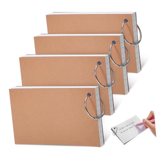 DIYEAH 4 Stück Loseblatt-kreisbuch Gefüttert Ring Für Lernkarten Linierte Karteikarten Student Karteikarten Mit Fall Ringe Studieren Karteikarten Mit Ring Notizkarten Mit Ring Weiß Papier von DIYEAH