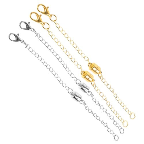 DIYEAH 4 Stück Magnetischer Kettenverlängerer aus Langlebigem und Kurze Gold Weißfarbene Ketten für Halsketten und Armbänder Einfach zu Verbinden für Schmuckherstellung von DIYEAH