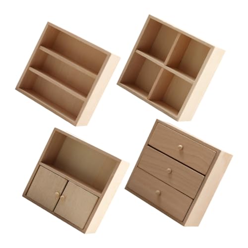 DIYEAH 4 Stück Mini Möbel Bücherregale Lagerschrank Bücherregal Puppenhaus Kommode Schrank Miniatur Möbel Miniatur Szene Seitenschrank Puppenhaus Seitenschrank Mini von DIYEAH