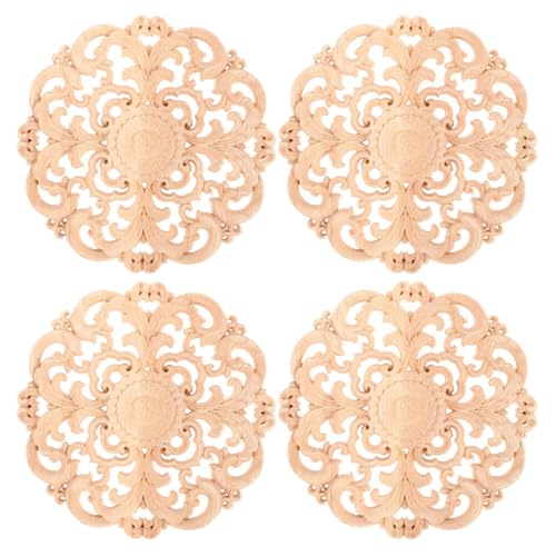 DIYEAH 4 Stück Möbelapplikationen, 12 cm, Holz, geschnitzte Ecken, Onlay, unbemalt, Rahmenaufkleber für Wand, Schrank, Tür, Bett, Kommode, Spiegel, Dekoration DIYEAH 4 Stück Möbelapplikationen, 12 cm, Holz, geschnitzte Ecken, Onlay, unbemalt, Rahmenaufkleber für Wand, Schrank, Tür, Bett, Kommode, Spiegel, Dekoration von DIYEAH