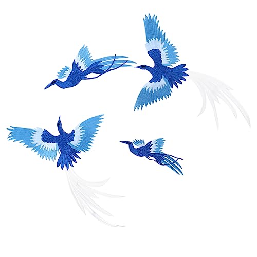 DIYEAH 4 Stück Phoenix Vögel Stickerei Patches DIY Applikationen für Kleidung Cheongsam Taschen Handgefertigte Dekoration Sicheres Material Vielseitig Einsetzbar Einfach Aufzubügeln von DIYEAH