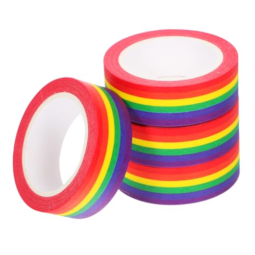 DIYEAH 4 Stück Regenbogenmustern Handreißbare Wiederverwendbare Klebebänder für Scrapbooking und Diy für Künstlerische Teens von DIYEAH