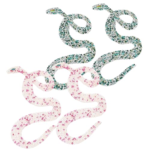 DIYEAH 4 Stück Schlangenform Applikationen für DIY Kleidung Glitzernde Strass Patches zum Aufbügeln Kreative Ornamente für Kleidung Hüte Taschen und Mehr von DIYEAH