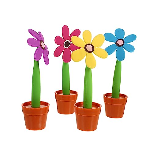 DIYEAH 4 Stück Sonnenblumen Kugelschreiber Niedliche Blumentopf Stifte für Schule Büro und Zuhause Gelb Rosé Blau Je von DIYEAH