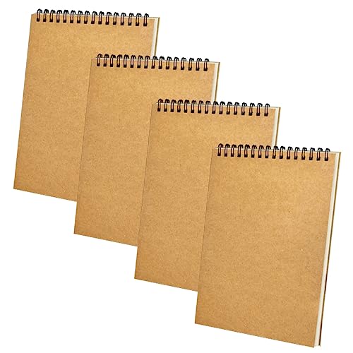 DIYEAH 4 Stück Spiral Notizbuch Set Schreibheft für Büro Schule und Reisen Zeitplaner für Studenten und Berufstätige Hochwertiges Notizbuch mit Kraftpapier Cover für Notizen und von DIYEAH