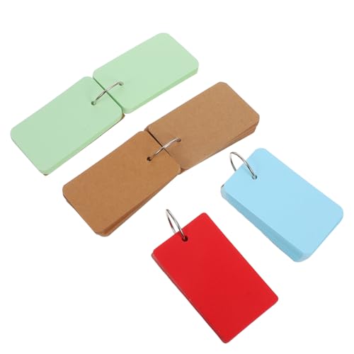 DIYEAH 4 Stück Teiliges Bunte DIY Lernkarten mit Metallring Wiederbefüllbar Blanko Karteikarten für Schule Büro Vielseitige Flashcards und Notizblöcke Tragbar und Praktisch von DIYEAH