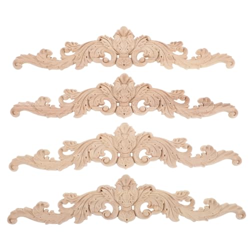 DIYEAH 4 Stück Teiliges Holzapplikationen mit Filigranen Schnitzereien Unbemalte Onlays für Möbel Tür und Wandschmuck Diy Dekoration für Schrank Bett und Kleiderschrank von DIYEAH