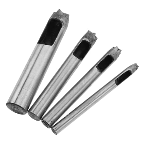 DIYEAH 4 Stück Teiliges Lederlochstanzer Set Stahl Diy Werkzeug mit Fünf Verschiedenen Lochgrößen für Gürtel und Stoffe für Lederhandwerk und Bastelprojekte von DIYEAH