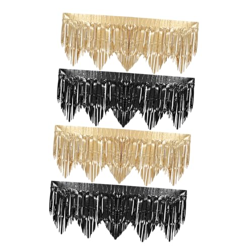 DIYEAH 4 Stück Teiliges Party Dekorationsset Tinsel Girlande Wiederverwendbare Fransen Dekoration für Geburtstagsfeiern Hochzeiten und Diy Fotohintergründe Flexibles Design Schwarz von DIYEAH