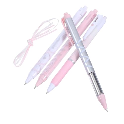 DIYEAH 4 Stück Teiliges Set Kawaii Gelstifte mit Band Schwarz Einziehbare Kugelschreiber für Schule Büro und Kreatives Schreiben Schnelltrocknend Portable Stifte für Schüler und Studenten von DIYEAH