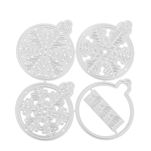 DIYEAH 4 Stück Teiliges Set Schneeflocken Stanzschablonen aus Carbonstahl Runde Prägeformen für DIY Weihnachtsdekoration Scrapbooking Handliche Stanzformen für Bastelarbeiten von DIYEAH