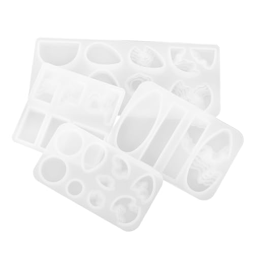 DIYEAH 4 Stück Teiliges Silikon Schmuckform für Ohrring Anhänger DIY Basteln Vielseitige Gießform Designs Leicht Tragbar für Resin Schmuckherstellung und Geschenk von DIYEAH