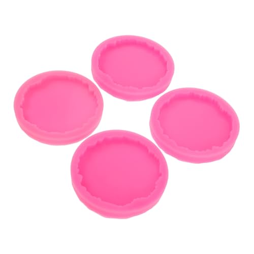 DIYEAH 4 Stück Teiliges Silikonformen für DIY Epoxidharz Untersetzer Unregelmäßige Runde Form Pinke Flexible Silikonmoulds Wiederverwendbar für Kreative Heimdekoration und Bastelprojekte von DIYEAH